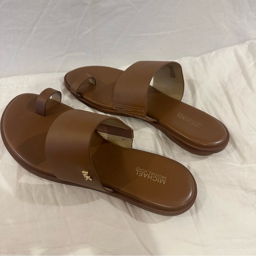 Michael Kors Brown Leather Sandals Classic Slip-On